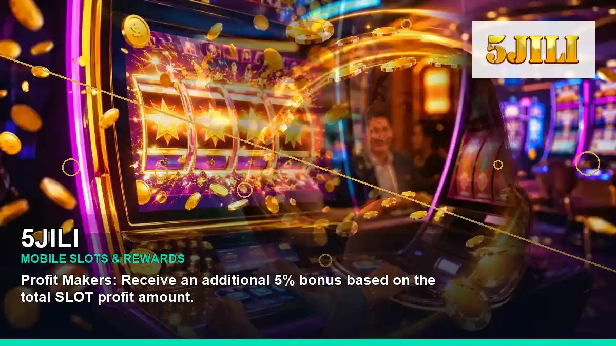 5JILI high-energy lounge VIP casino rewards in a layered collage layout for Philippine players