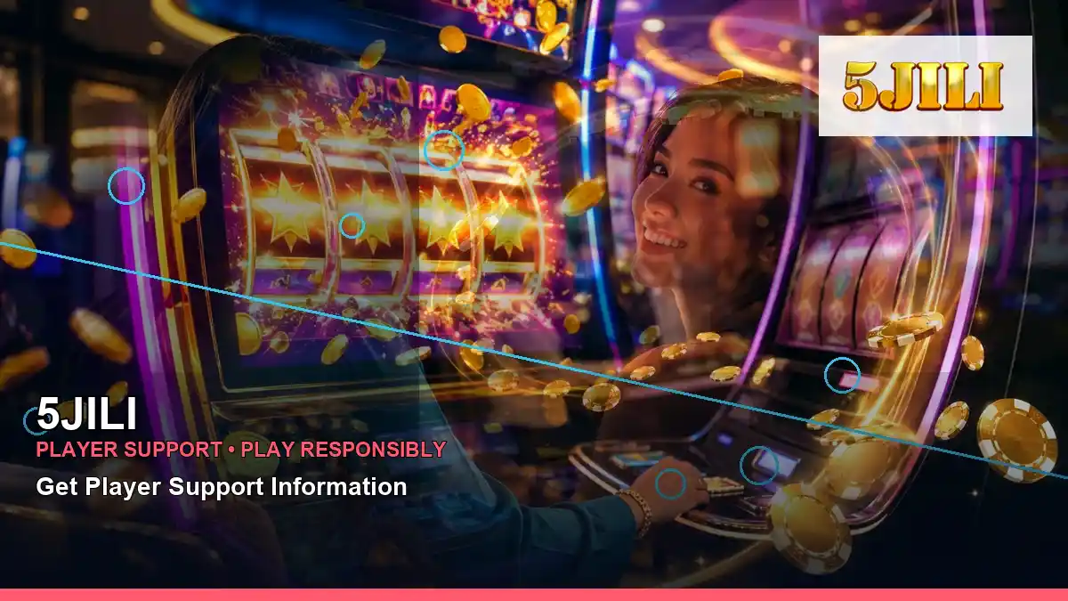 5JILI duo online slot games featuring an adult Filipina casino host with a left-diagonal composition