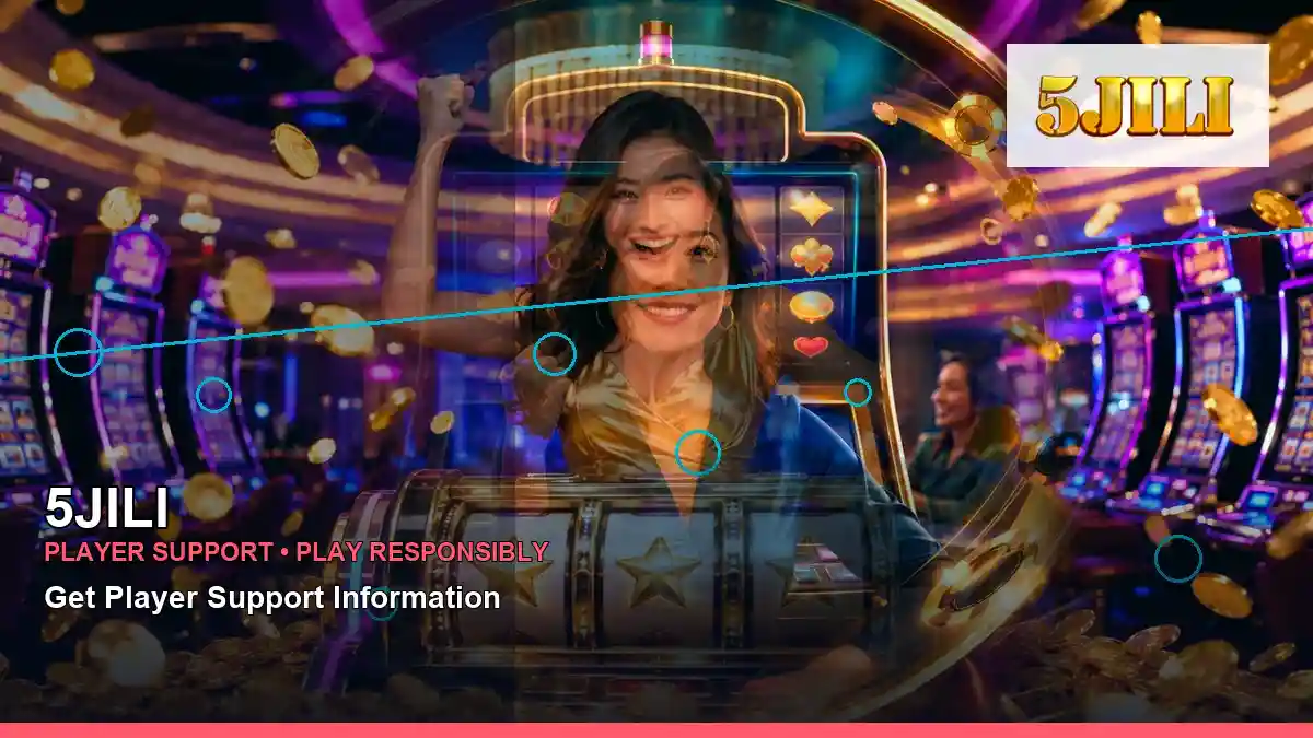 5JILI mobile casino first deposit rewards featuring an adult Filipina casino host with a right close-up composition
